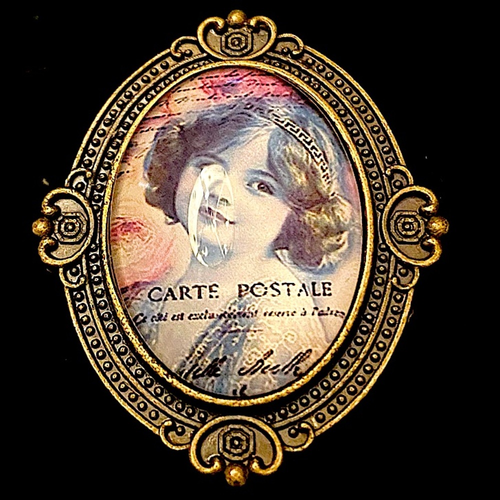 Vintage Style adjustable Victorian style Portrait Cameo ring